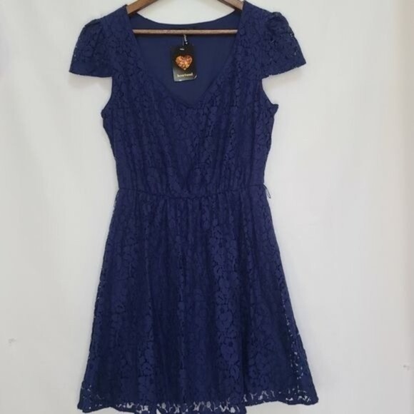 Heart Soul Navy Lace A-line Dress Size M NWT - Picture 2 of 8